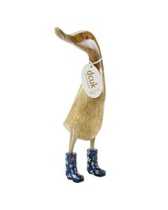 Natural Finish Ducklet with Blue Floral Welly Boots